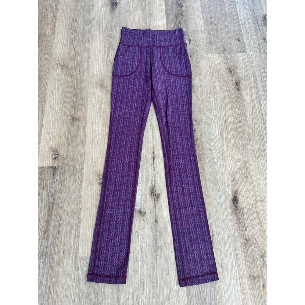 Lululemon Skinny Will Zigzag Knit High Rise Straight Leg Yoga Pants Size 4